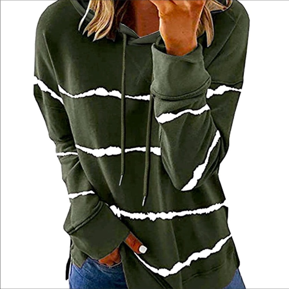 Women’s  striped drawstring hoodie